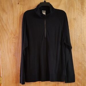 Natori Womens Comfy Quarter Zip Pullover Top Black Long Sleeve Loungewear Size L